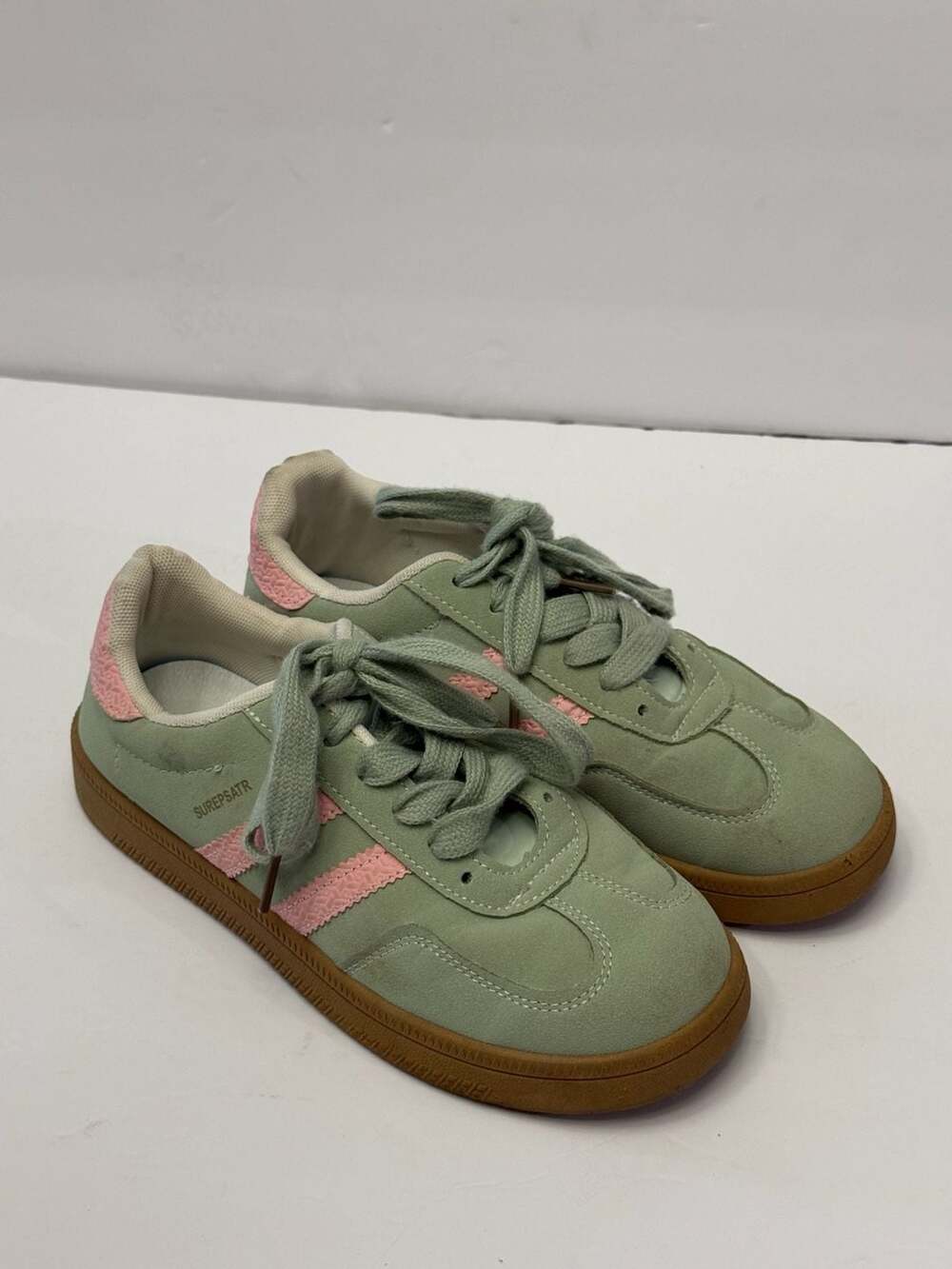 Women's Suede Casual Sneakers in Sage/Pink